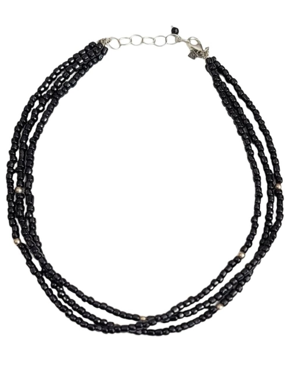 Silpada Multi Strand Three Layered Black Seed Bead Necklace, 18" Long